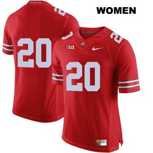 Women's NCAA Ohio State Buckeyes Pete Werner #20 College Stitched No Name Authentic Nike Red Football Jersey DY20H54ED